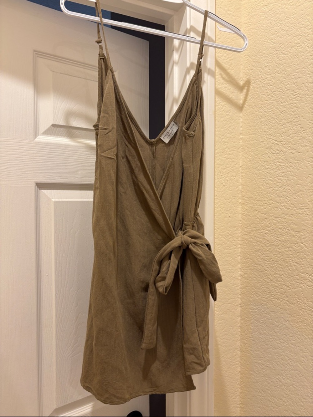 Dress Forum Los Angeles Tan Wrap Mini short jumpsuit, size small